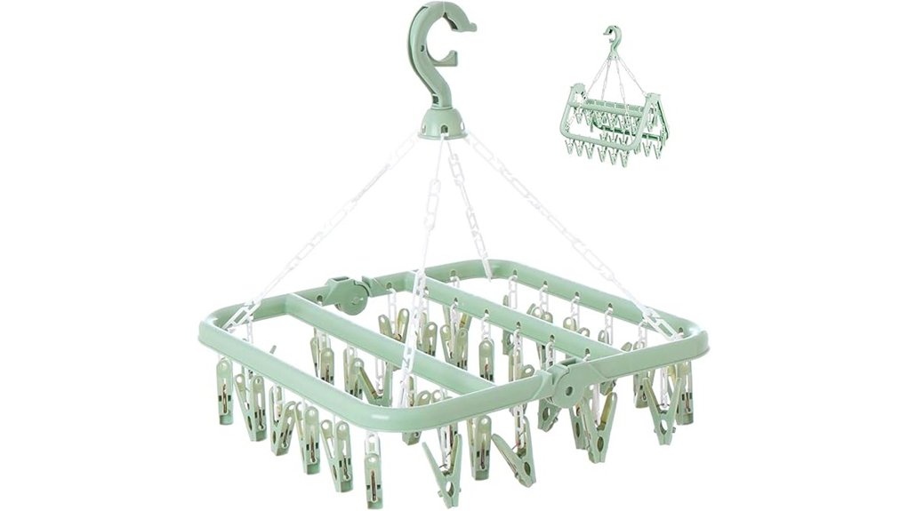 Compact Clotheslines With Clips (Hang Anywhere) for Laundry 14 foldable 32 clip light green