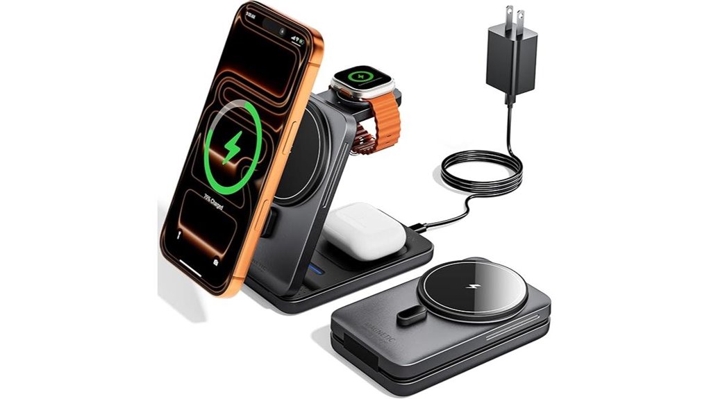 Foldable Multi-Device Charging Stations: Power Anywhere 12 foldable 3 in 1 magsafe charger