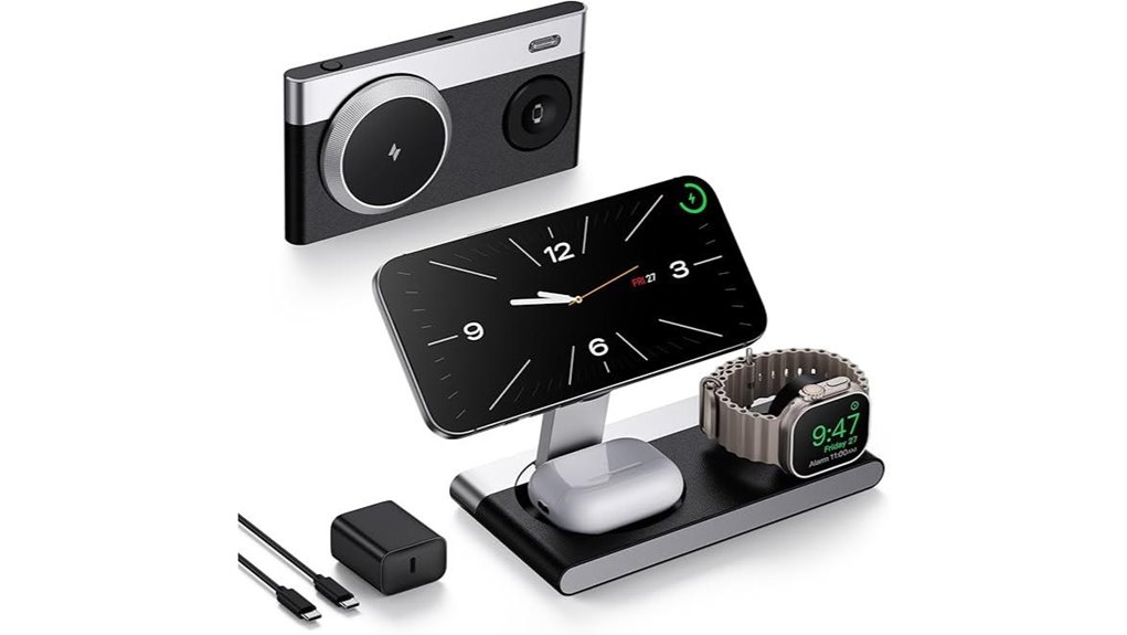 Foldable Multi-Device Charging Stations: Power Anywhere 4 foldable 3 in 1 wireless dock