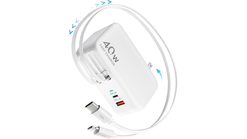 Best GaN Chargers With Retractable Plug (Compact) For Travel 1 foldable 40w lightning usb c