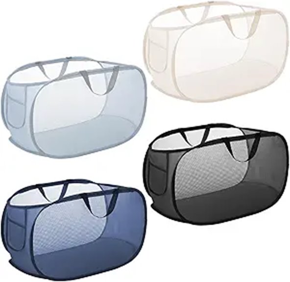 Packable Laundry Hampers for Long Stays (Pop-up Options) 15 foldable 4 color laundry set