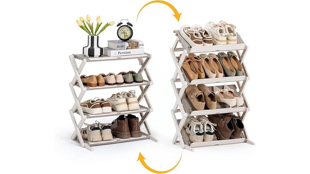 Foldable Shoe Racks for Long Stays (Air-Out Shoes) - Fresh Feet 14 foldable 4 tier grey organizer