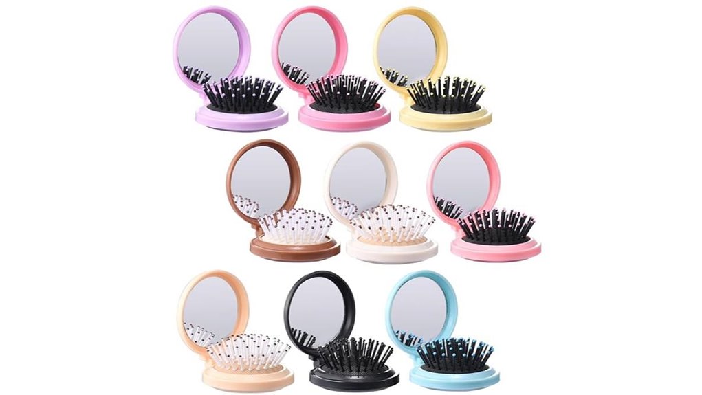 Best Foldable Travel Hair Brushes with Mirrors for On-the-Go 2 foldable 9 pack brush mirror