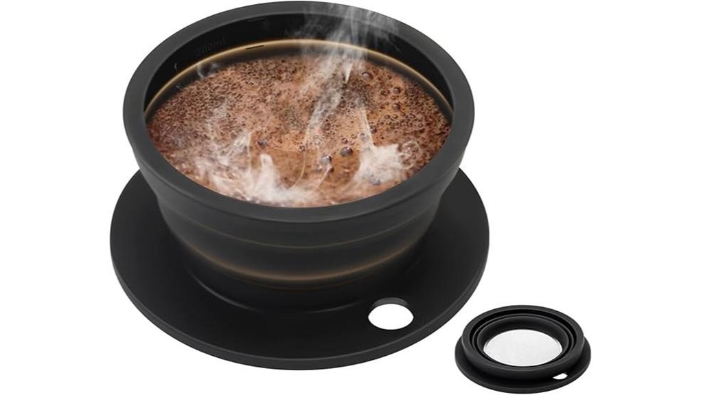 foldable black silicone dripper