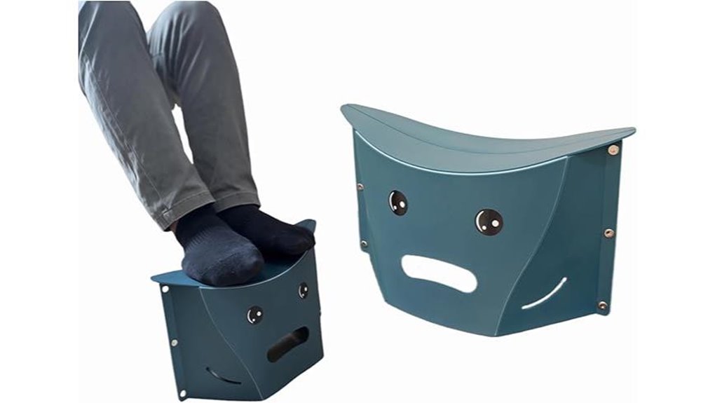 foldable blue travel footrest