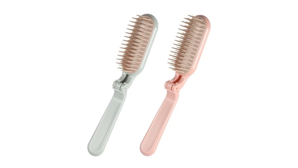 Travel Hairbrushes for Thick Hair: Compact Picks That Work 6 foldable green pink brushes
