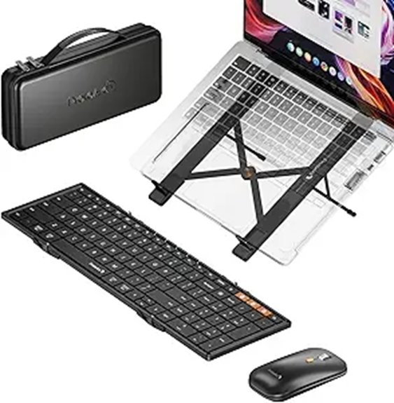 Laptop Stand + Keyboard Kits for Travel (Compact Ergonomics) 10 foldable keyboard mouse stand
