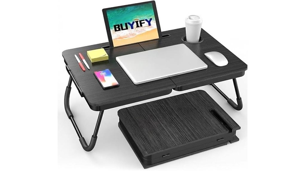 Stable, Portable Laptop Stands for Travel & Work 3 foldable laptop bed cup