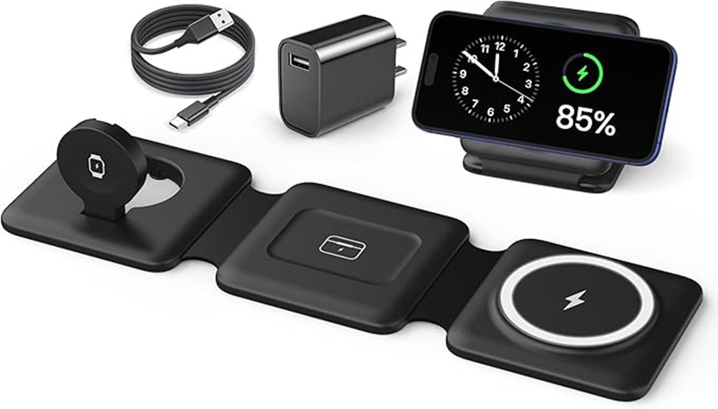 Best 3-in-1 travel wireless charger (phone/watch/earbuds) 4 foldable magnetic wireless charger