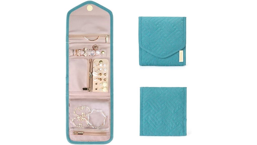 Travel Jewelry Organizers: No Tangling, No Lost Studs 4 foldable mini teal jewelry