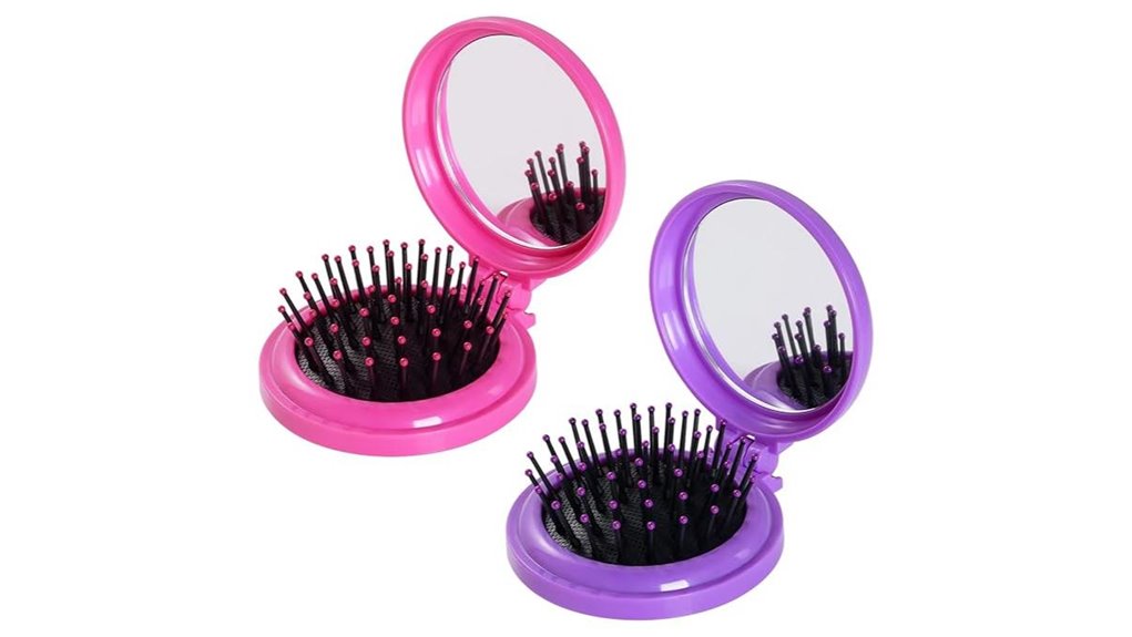 Best Foldable Travel Hair Brushes with Mirrors for On-the-Go 11 foldable mirror brush pack