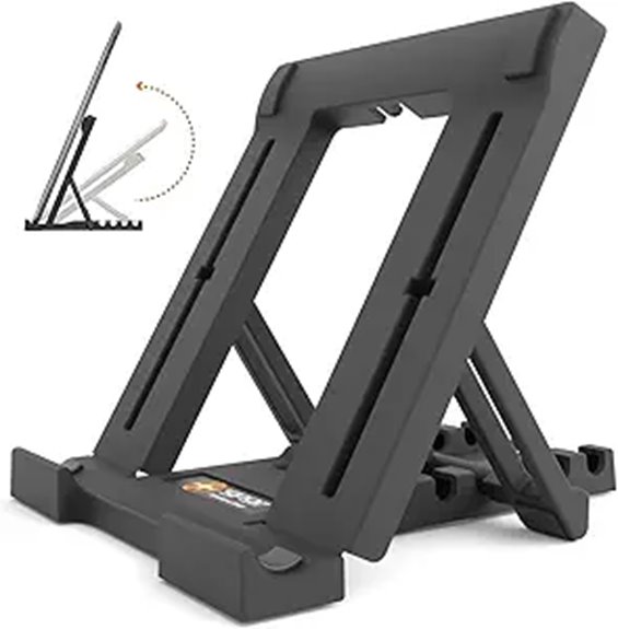 Foldable Tablet Stand (Tray-Table Friendly) for Work & Travel 11 foldable multi angle tablet stand