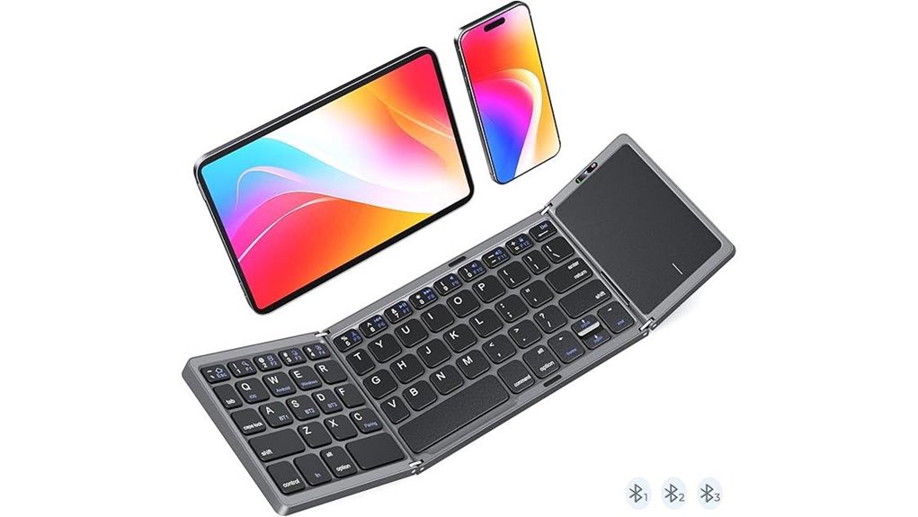 The Travel Keyboard + Trackpad Combo (Compact) That Sticks 15 foldable rechargeable bluetooth keyboard touchpad