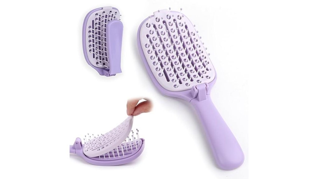 Best Foldable Travel Hairbrush (Vented) to Tame Your Locks 3 foldable self cleaning purple detangler