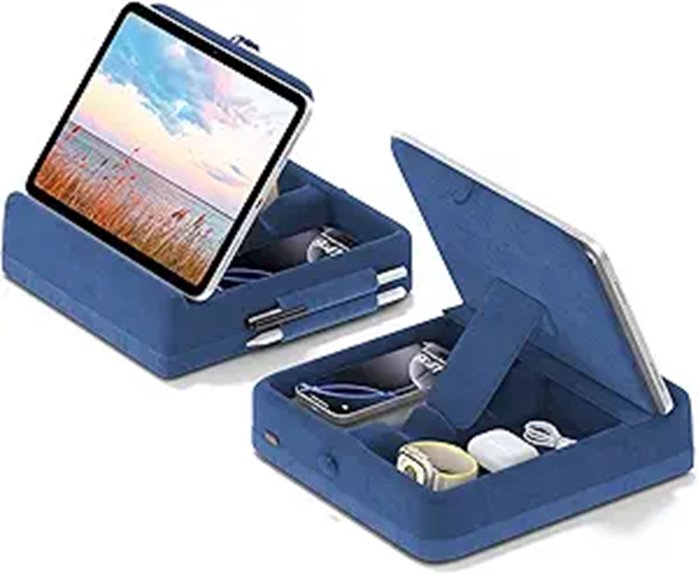 Foldable Tablet Stand (Tray-Table Friendly) for Work & Travel 2 foldable tablet pillow storage