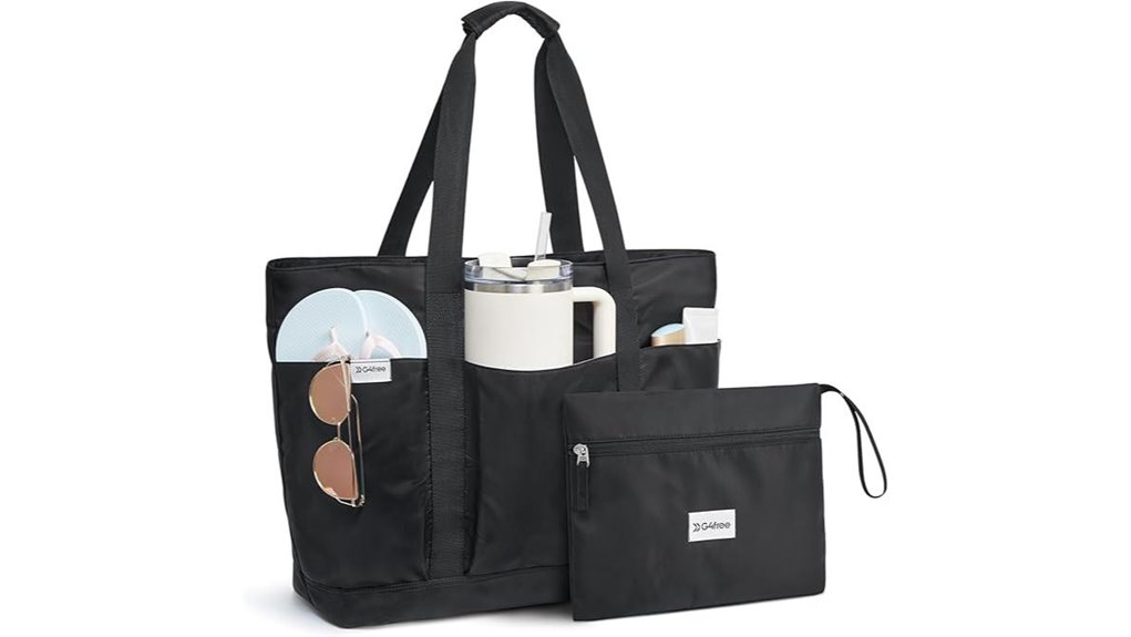 Tote Bags with Separate Wet Pocket (Swimwear Ready) for Dryness 6 foldable waterproof beach tote