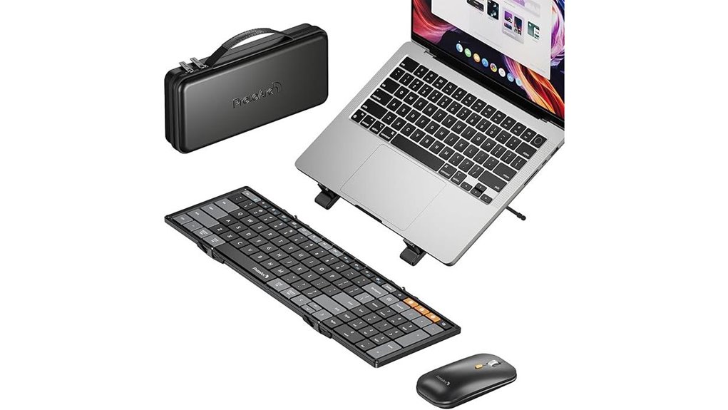 Laptop Stand + Keyboard Kits for Travel (Compact Ergonomics) 1 foldable wireless keyboard mouse