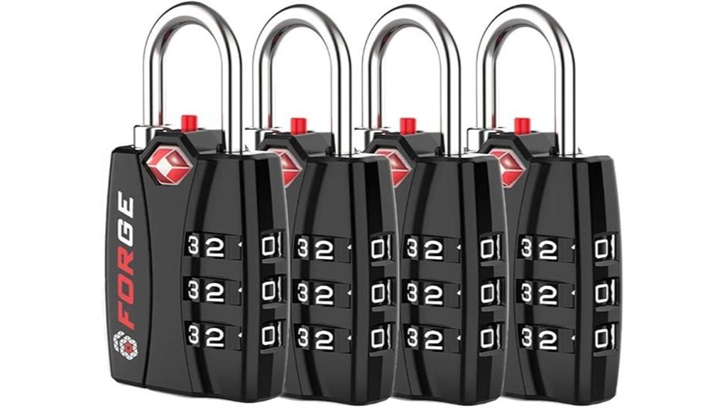 Top Luggage Locks with Inspection Indicators (Easy Check) 3 forge tsa 4 pack black