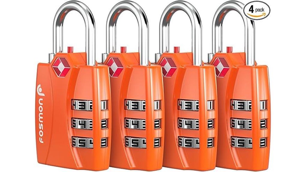 Top Luggage Locks with Inspection Indicators (Easy Check) 15 fosmon orange 4 pack 3 digit