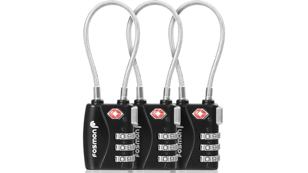 Travel‑Safe Locks (Long Shackle) Hostel Lockers Keep Bag Safe 13 fosmon tsa 3 pack black