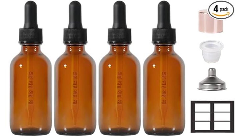 four 2oz leakproof droppers