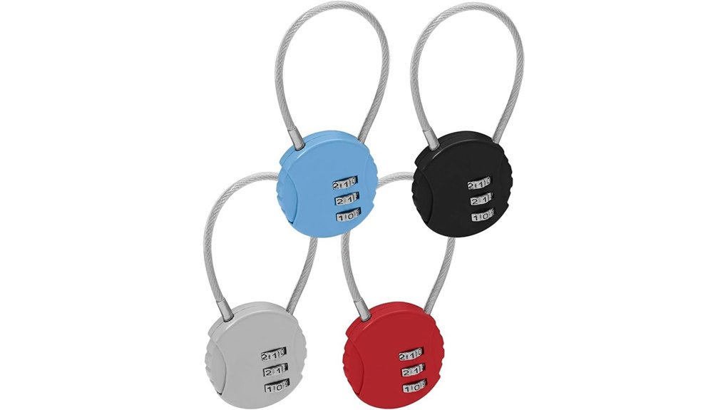 four 3 digit waterproof padlocks
