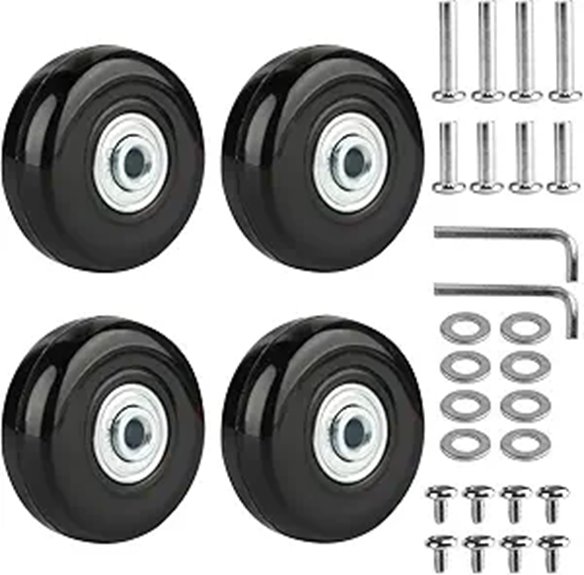 Smart replacement luggage wheels and wheel kits for repairs 5 four 50x18mm replacement wheels