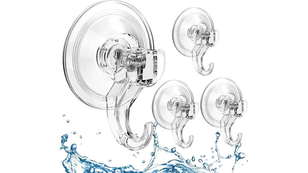 four clear suction hooks