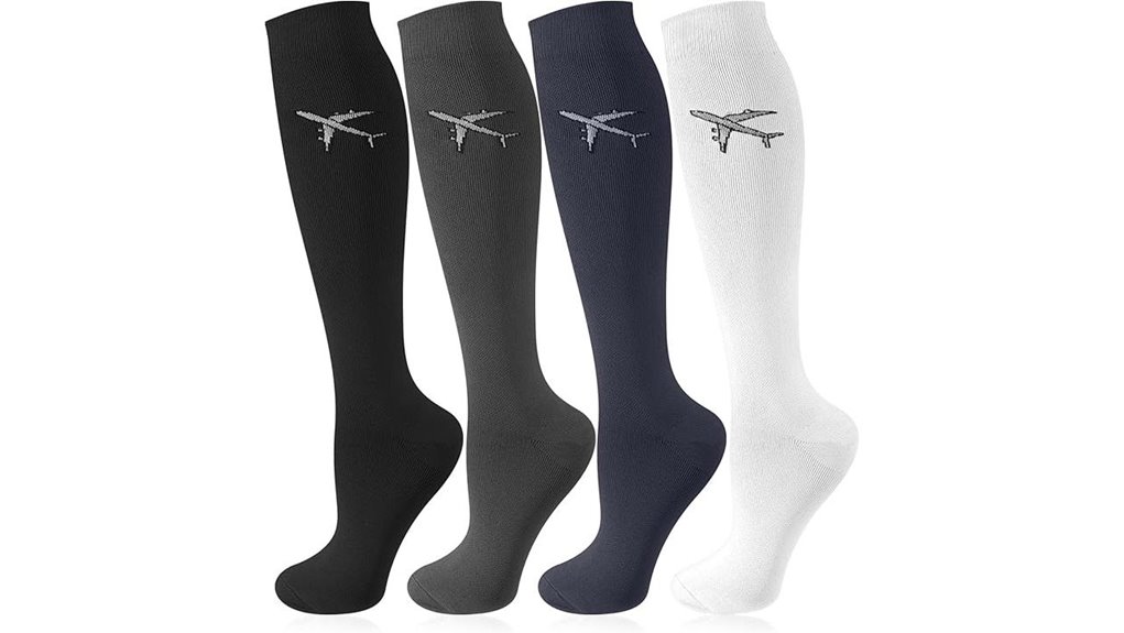 four compression travel socks