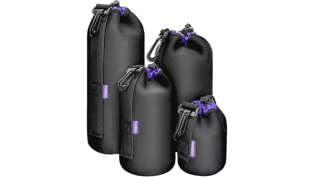 four neoprene lens pouches