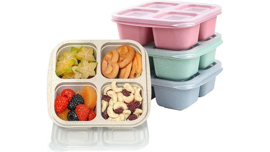 Best Bento Snack Boxes for Train Travel That Keep Food Fresh 4 four pack reusable bento containers
