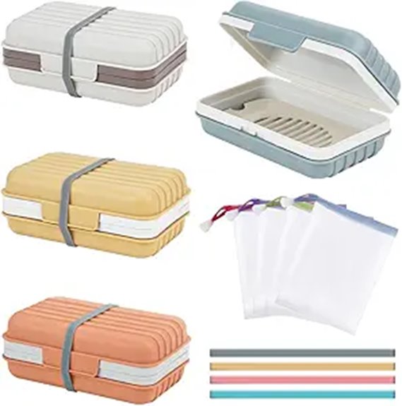 Soap Cases for Bars With Drying Trays That Keep Soap Fresh 8 four pack travel soap case