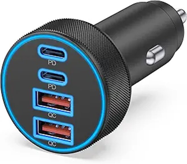 Fast‑Charging USB‑C Car Chargers for Road‑Trip Power 3 four port dual 90w charger