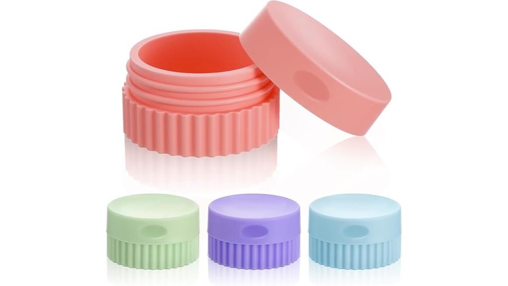four silicone travel jars