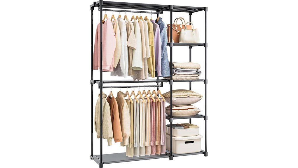 Portable Closet Organizers for Rentals to Keep Your Space Tidy 3 freestanding 4 shelved 2 rod wardrobe