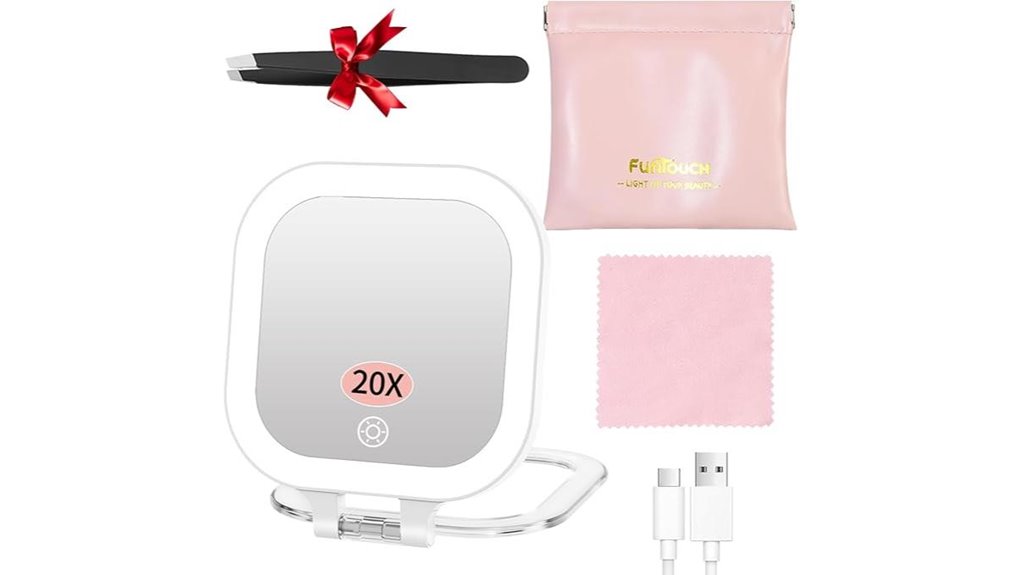 Must-Have Travel Contact Lens Mirrors: Magnify & Light Up 9 funtouch rechargeable travel mirror