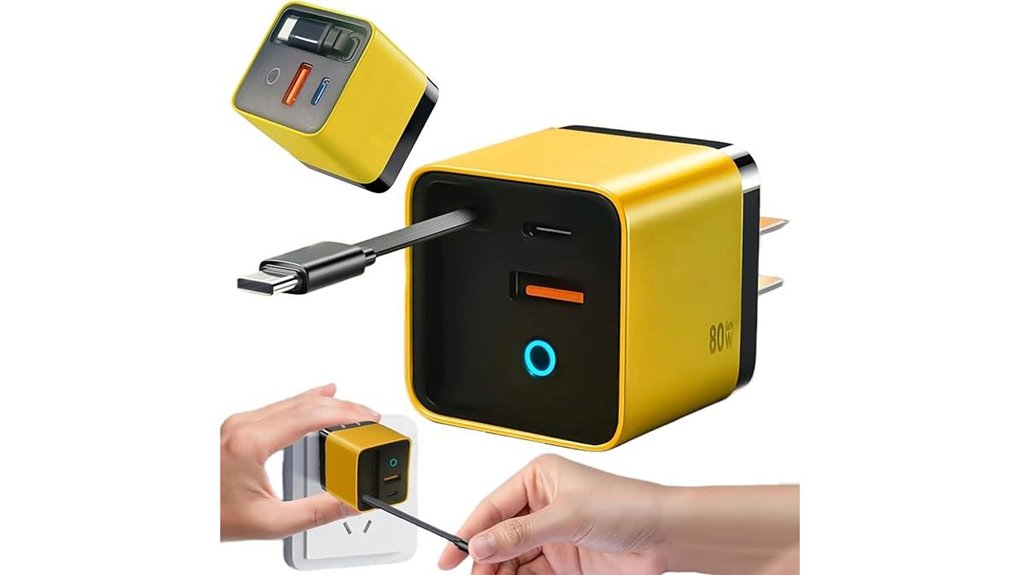 Best GaN Chargers With Retractable Plug (Compact) For Travel 10 gan 80w 3 in 1 charger