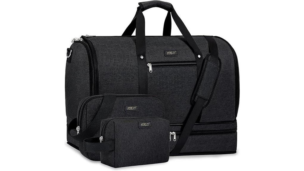 Convertible Garment Duffels (Suit + Shoes + Weekend Clothes) 12 garment duffle shoe compartment