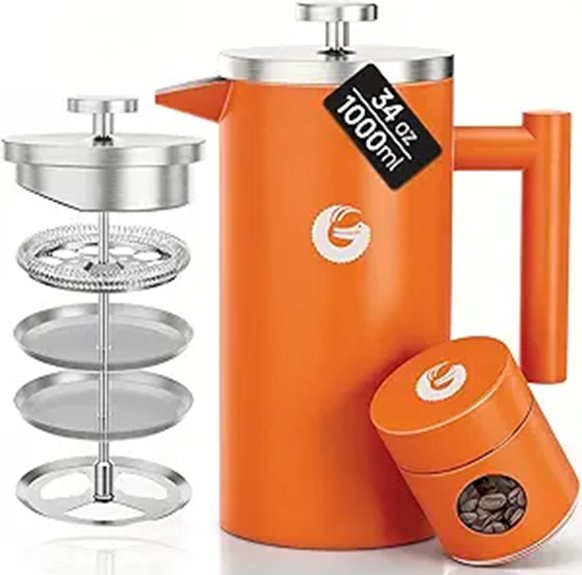 Best Travel French Press Kits With No‑Glass Designs 10 gator 34oz stainless press