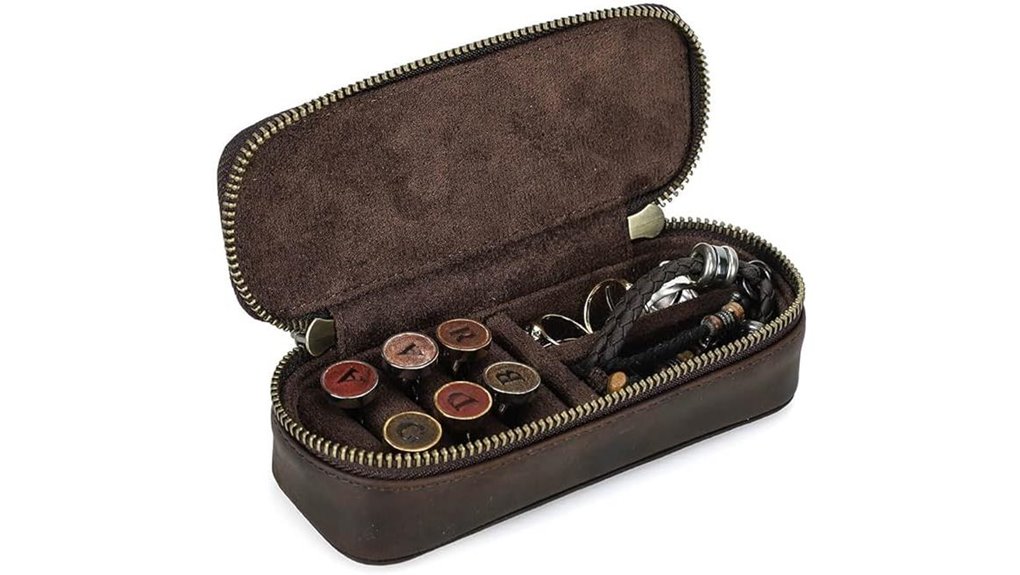 genuine leather double zip box