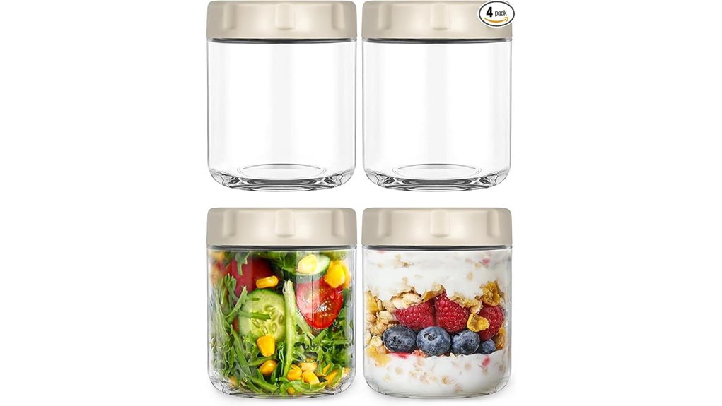 Leakproof Snack Jar (Wide Mouth): The Ultimate Snack Keeper 12 glass overnight oat jars