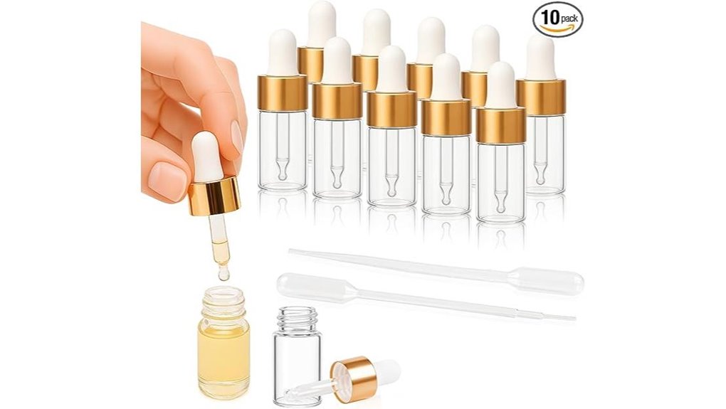 gold capped mini oil dropper vials