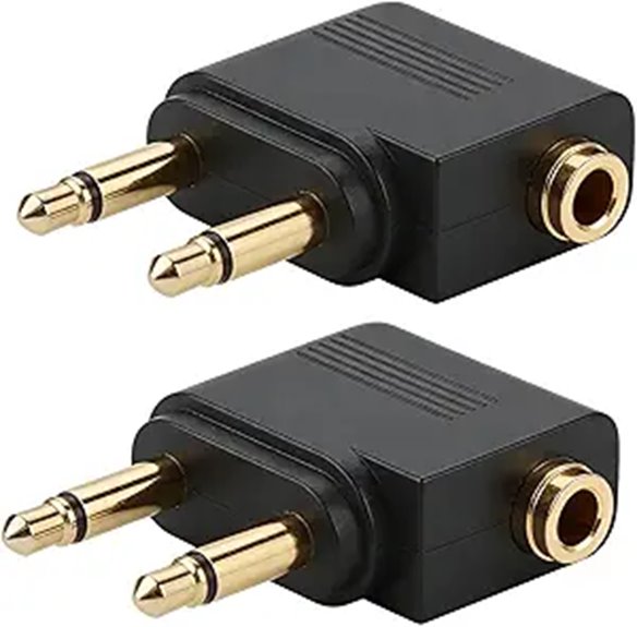 Best Airplane Headphone Adapters for Simple Travel Backups 7 gold plated dual 3 5mm adapters