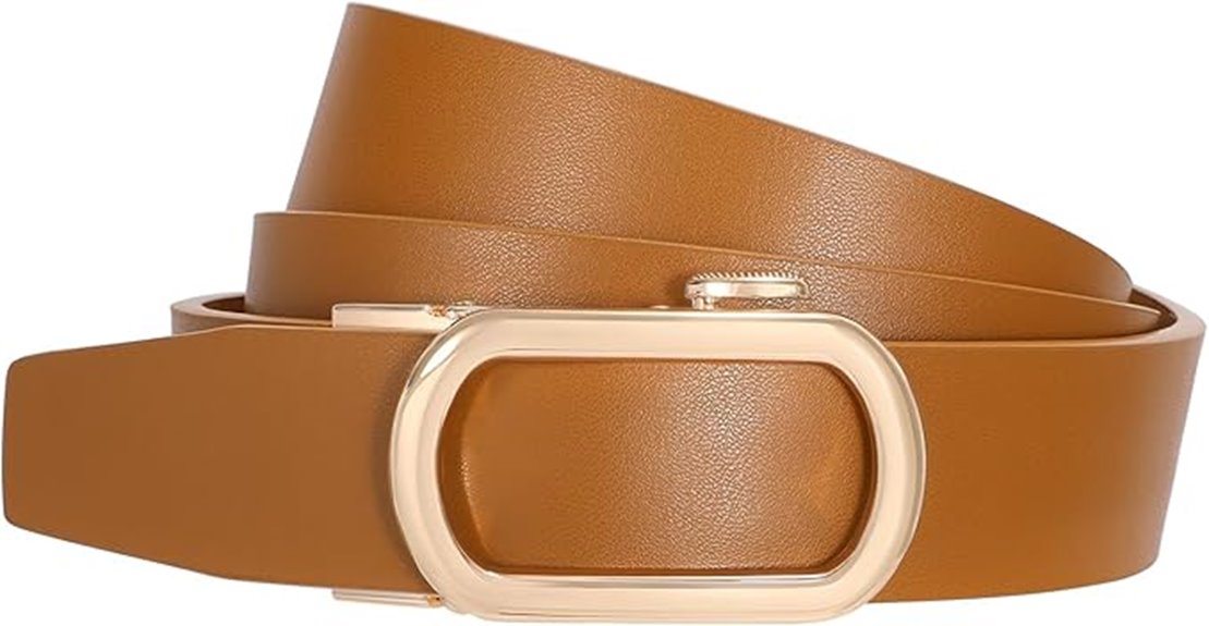 Travel Belts with Micro-Adjust Buckles for Comfort on Long Days 7 gold women s leather ratchet