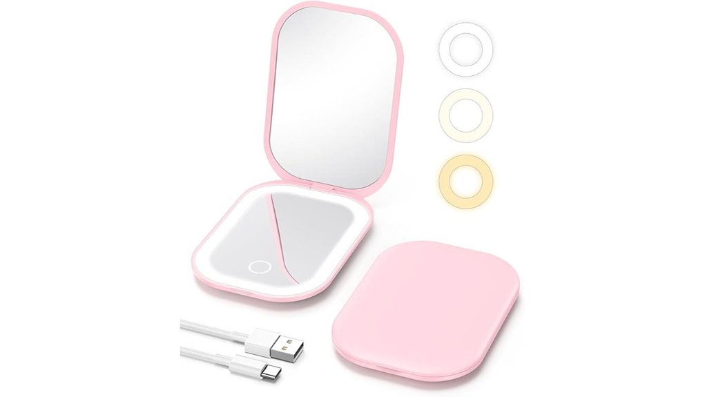 Compact Mirror with LED Ring (Pocket) for On-the-Go Glow 9 gospire 1x 3x lighted mirror