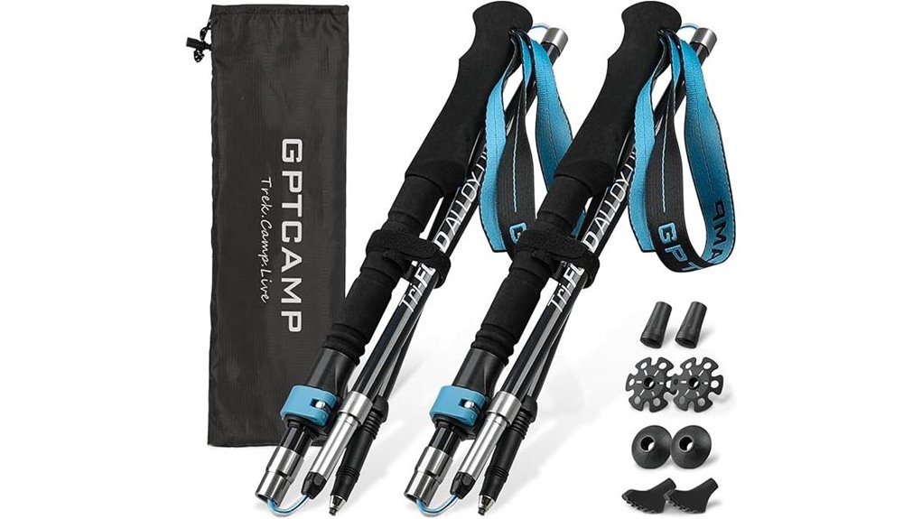 Best Hiking Poles (Carbon Fiber Folding) for Trail Lightness 10 gptcamp carbon aluminum collapsible sticks