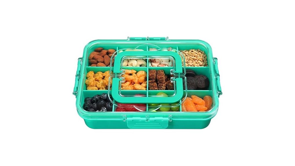 Best Bento Snack Boxes for Train Travel That Keep Food Fresh 7 green 12 compartment snack box