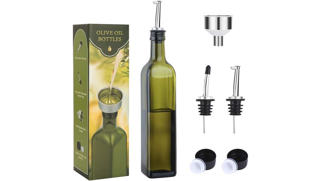 Best Refillable cooking oil bottle (spout) That Saves Waste 2 green 500ml olive vinegar dispenser