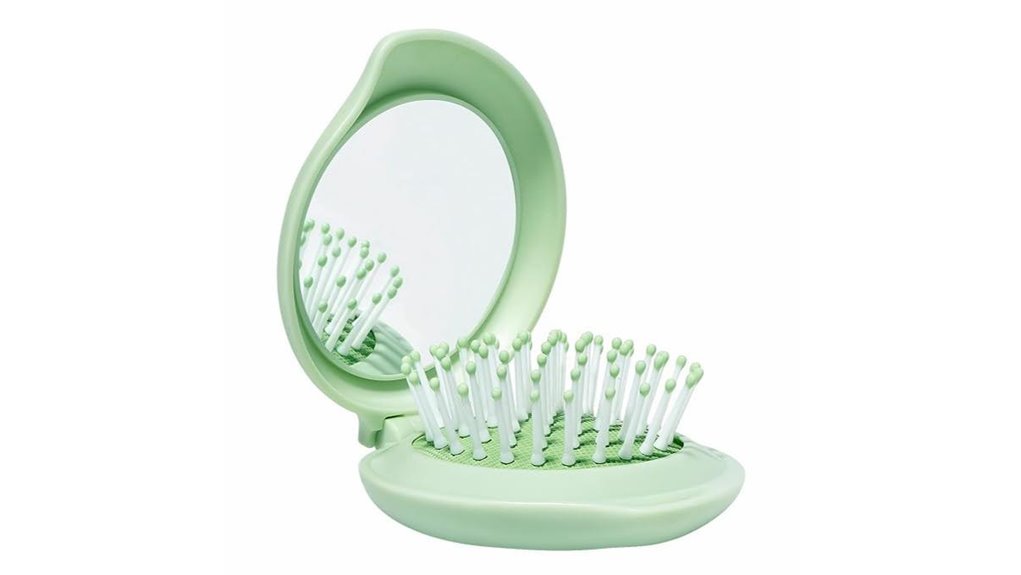 Best Foldable Travel Hairbrush (Vented) to Tame Your Locks 4 green compact folding mirrorbrush
