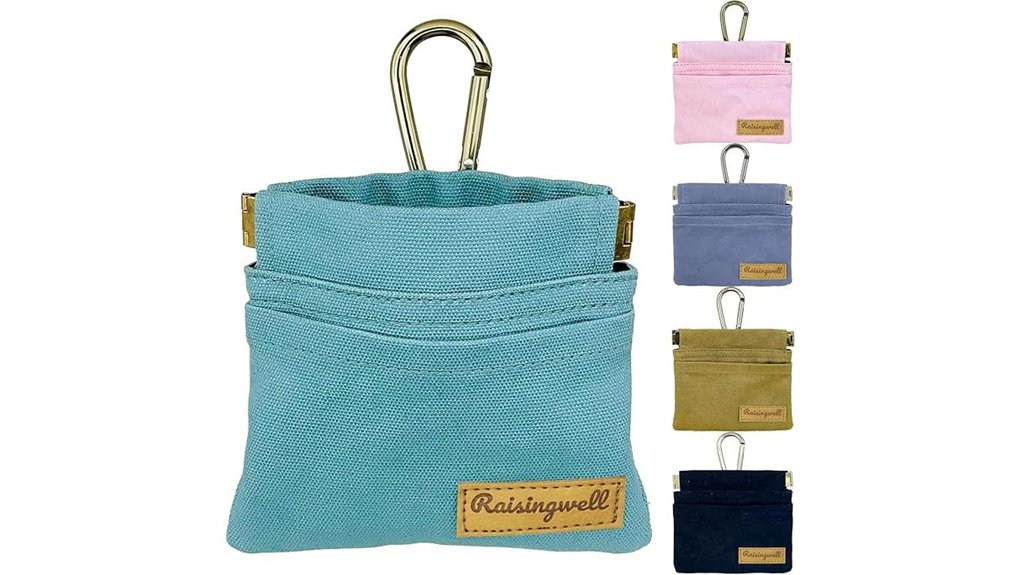 Travel Pet Treat Pouches (Clip‑On, Washable) Keep Snacks Easy 1 green cotton self closing pouch